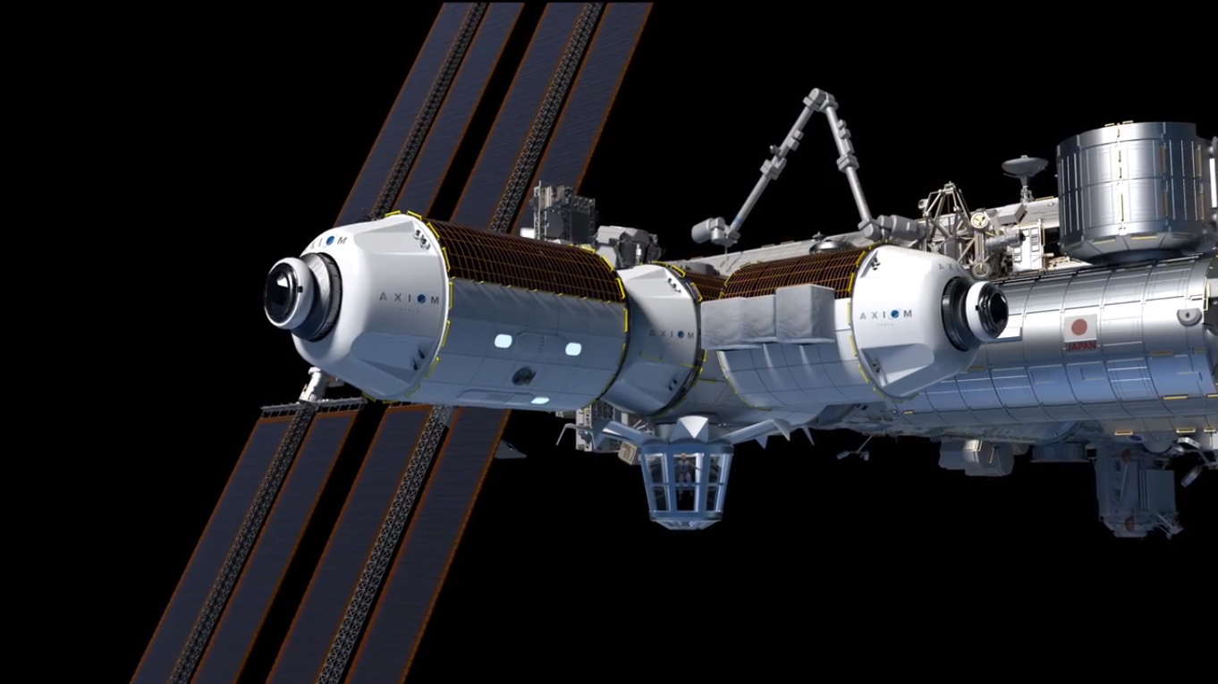 Axiom Space memesan penerbangan luar angkasa turis ke rumah pribadi di Stasiun Luar Angkasa Internasional (ditampilkan di sini dari sudut pandang seorang seniman).  Tapi itu tidak murah: biaya perjalanannya $55 juta.
