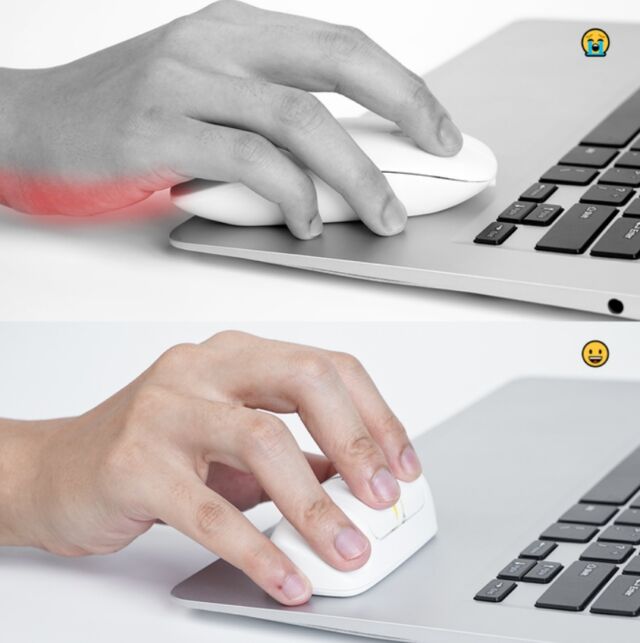 ConceptPix mengklaim bahwa tangan di gambar bawah lebih nyaman daripada tangan di gambar atas. 