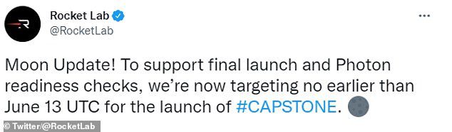 Rocket Lab mengatakan di Twitter minggu ini bahwa lebih banyak waktu diperlukan untuk mendukung peluncuran akhir dan pemeriksaan kesiapan foton.