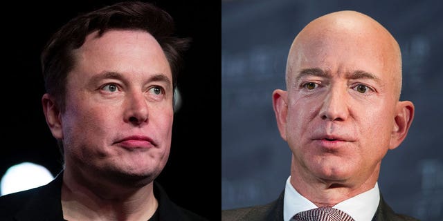 CEO Tesla Elon Musk dan pendiri Amazon Jeff Bezos.