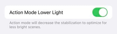Pengaturan iPhone 14 Pro Mode Aksi Cahaya Rendah