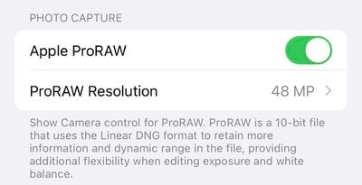 Pengaturan iPhone 14 Pro ProRAW
