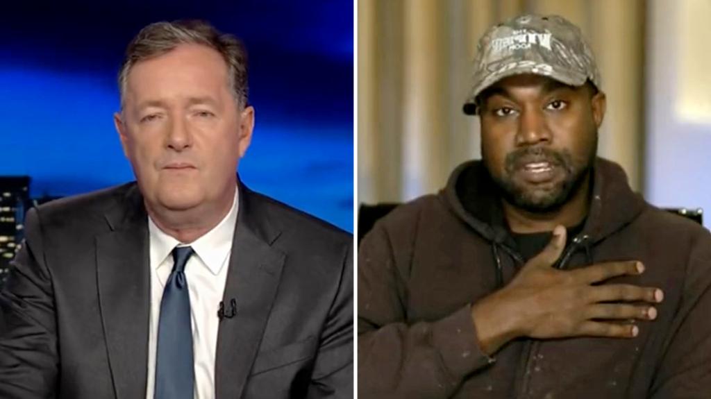 Kanye West memberi tahu Piers Morgan bahwa dia menyesal atas 'luka' yang dia timbulkan dengan kata-kata kasar anti-Semit - setelah pertama kali membelanya