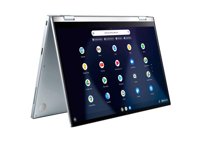 Laptop ASUS Chromebook Flip C433 dengan latar belakang putih.