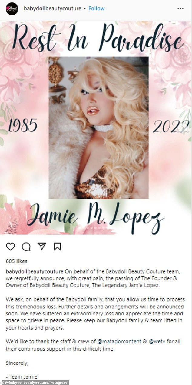 Salon memposting pernyataan untuk mengenang Lopez di halaman Instagram-nya pada hari Senin