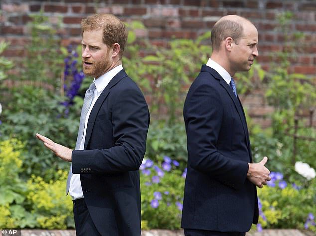 Keretakan: Harry dan William selama pembukaan patung ibu mereka, Putri Diana, di Istana Kensington tahun lalu
